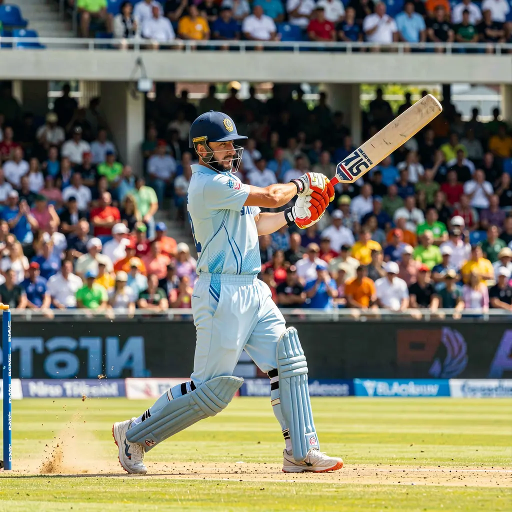 Dynamic cricket moment with a batsman striking the ball before a packed stadium capturing the excitement of live matches available for betting on JA9999 in Bangladesh